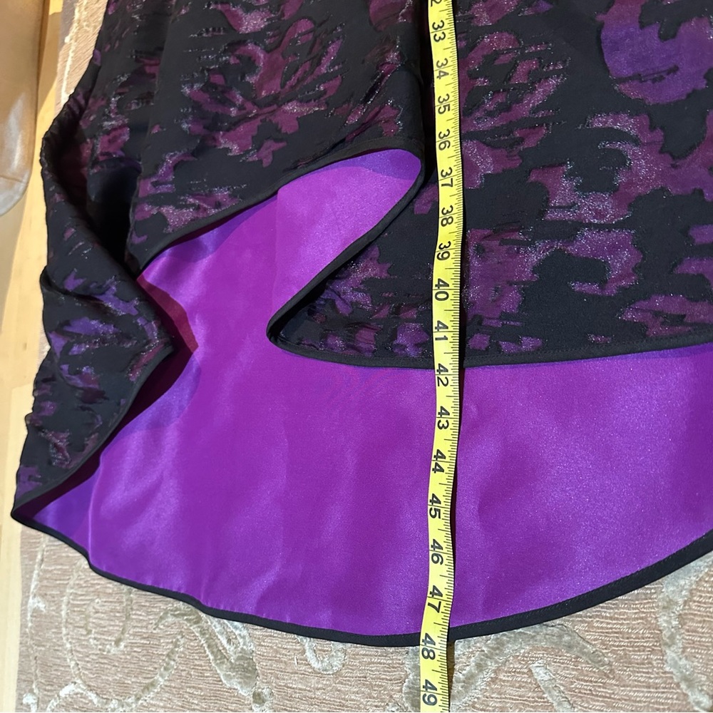 Milly Martina Fil Coupe Sleeveless Hi Low Flared Midi Dress Purple Black 12 NWT - Picture 16 of 16